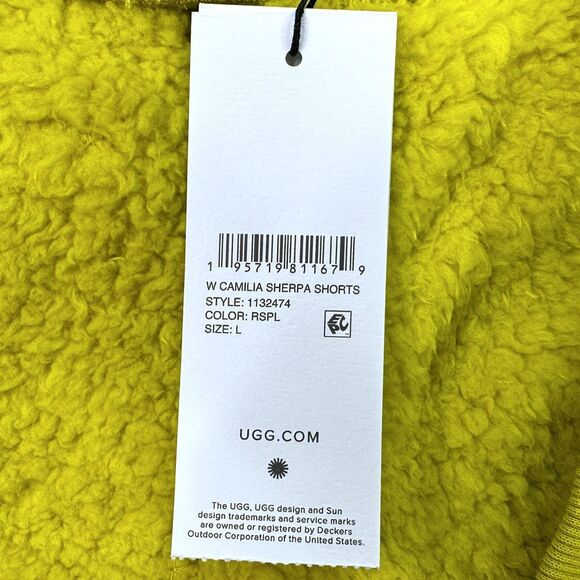 UGG Australia Camilia Sherpa Shorts - Relish / Sapling - Size Large - Picture 6 of 6